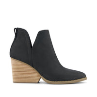 Eliza Heeled Boot Black Nubuck Leather - Side View