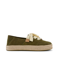 Carolina Lace-Up Espadrille Military Olive Suede - Side View