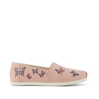 Alpargata Classic Pale Rose Canvas with Embroidered Butterflies - Side View